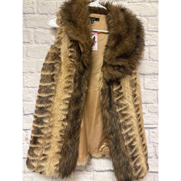 Sinni Retro Style Faux Fur Long Vest with Oversized Collar Fully Lined Size MED - Picture 1 of 4